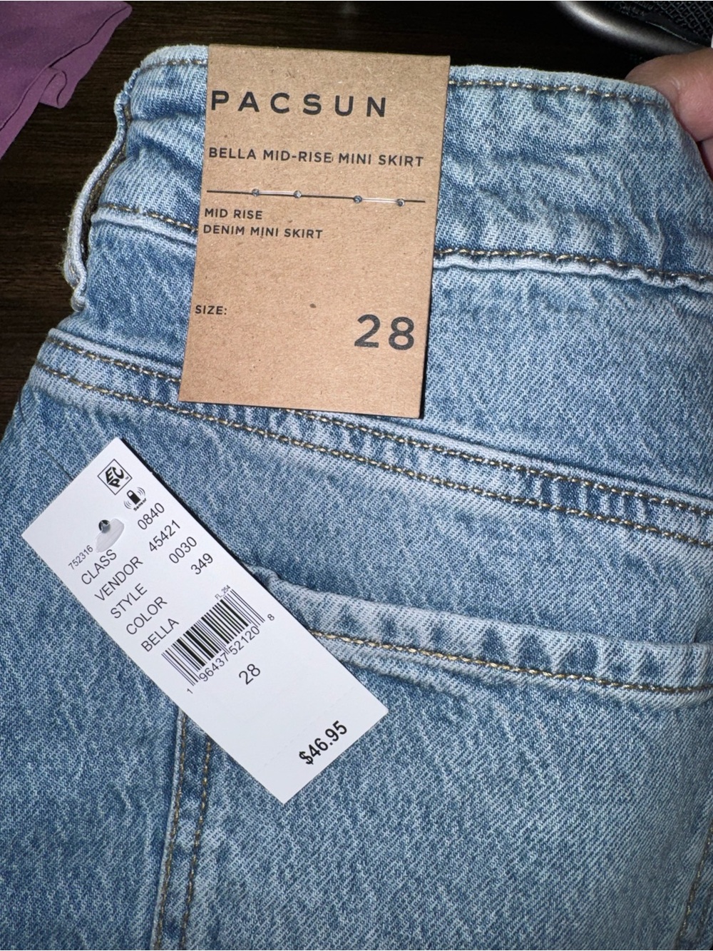 PacSun Light Wash Denim Mini Skirt - Light Blue - Picture 3 of 4